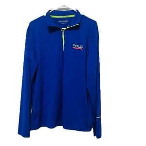 Polo Sport Ralph Lauren 1/4 Zip Pullover Mens M Performance Golf Mock Neck Blue